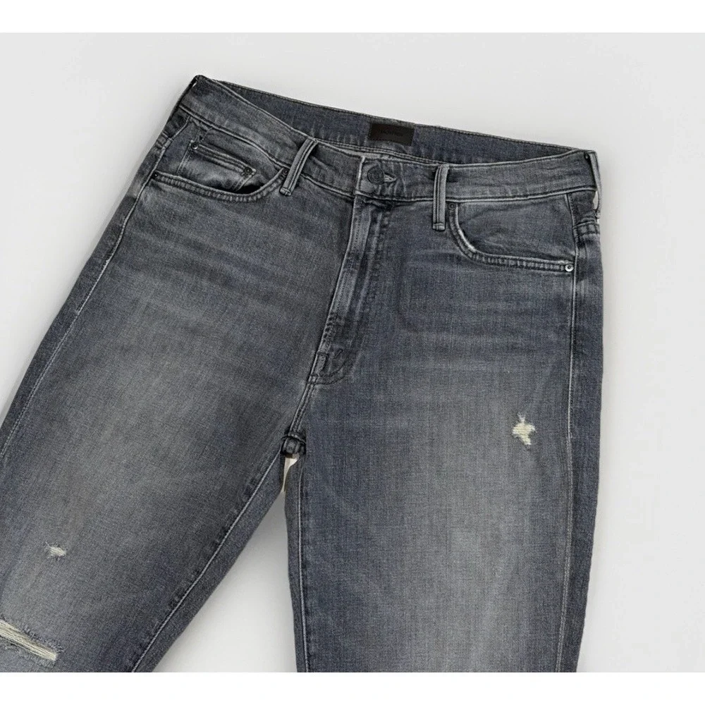 MOTHER The Insider Crop Step Fray Jeans Ace Of Spades Raw Hem Distressed Size 30